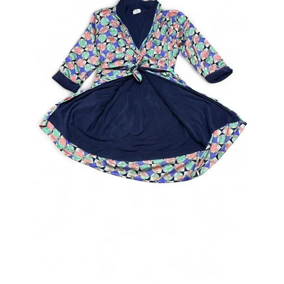 Cypress Multicolored Pattern Satin Terrycloth Lined Spa Heavyweight Robe - Picture 5 of 10